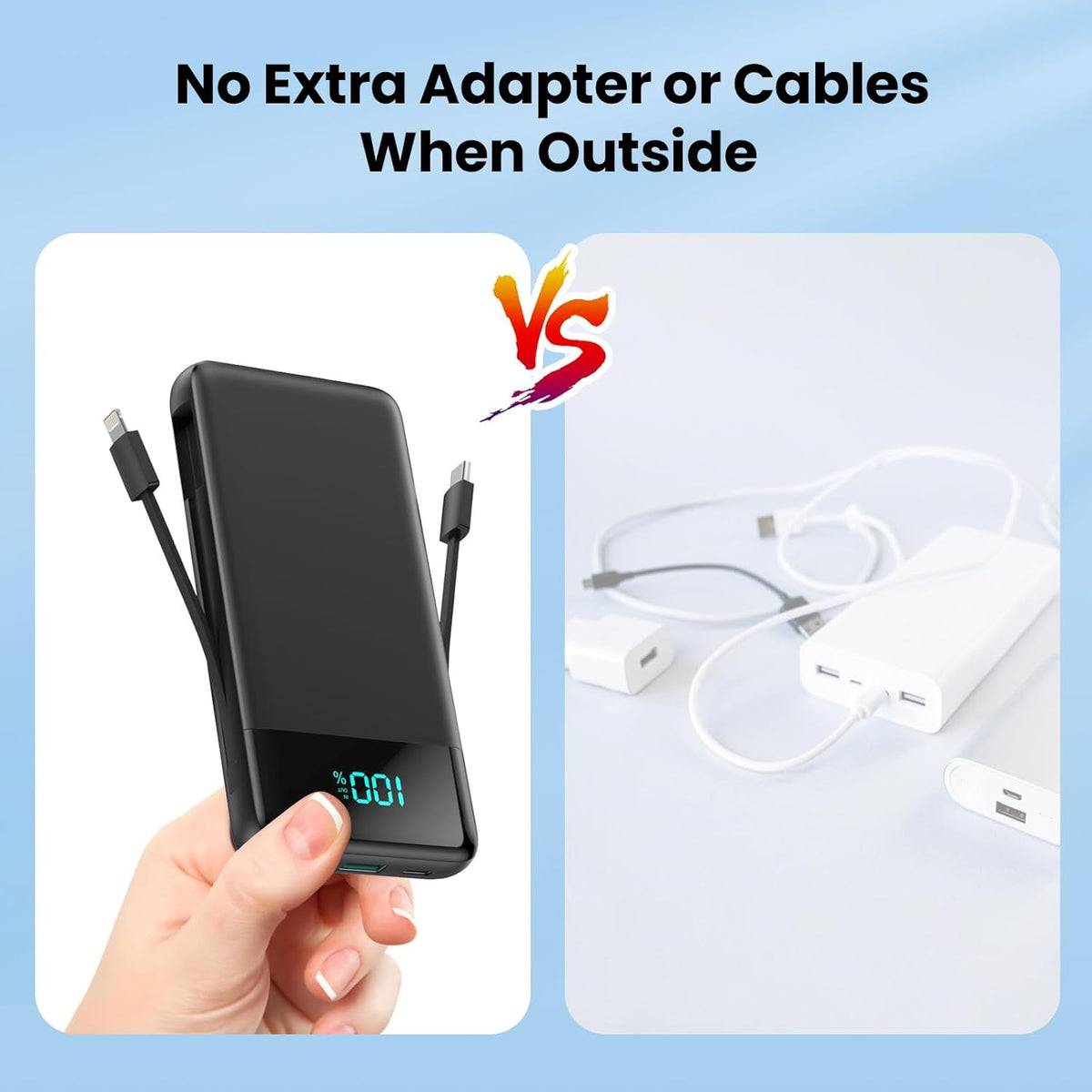 Portable Charger for iPhone with Built-in Cables and Wall Plug, Upgraded 13800mAh Fast Charging USB C Power Bank