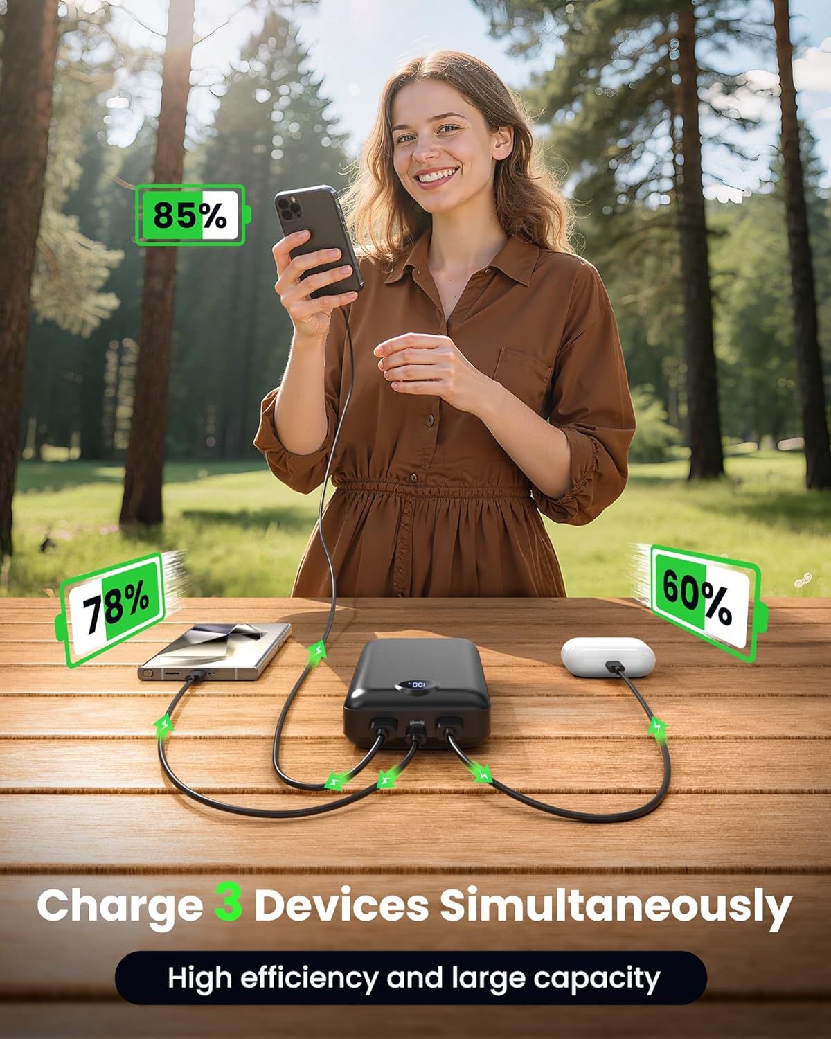 Portable Charger Power Bank 50000mAh 22.5W Fast Charging USB C Battery Bank External Battery Pack Digital Display Phone Charger