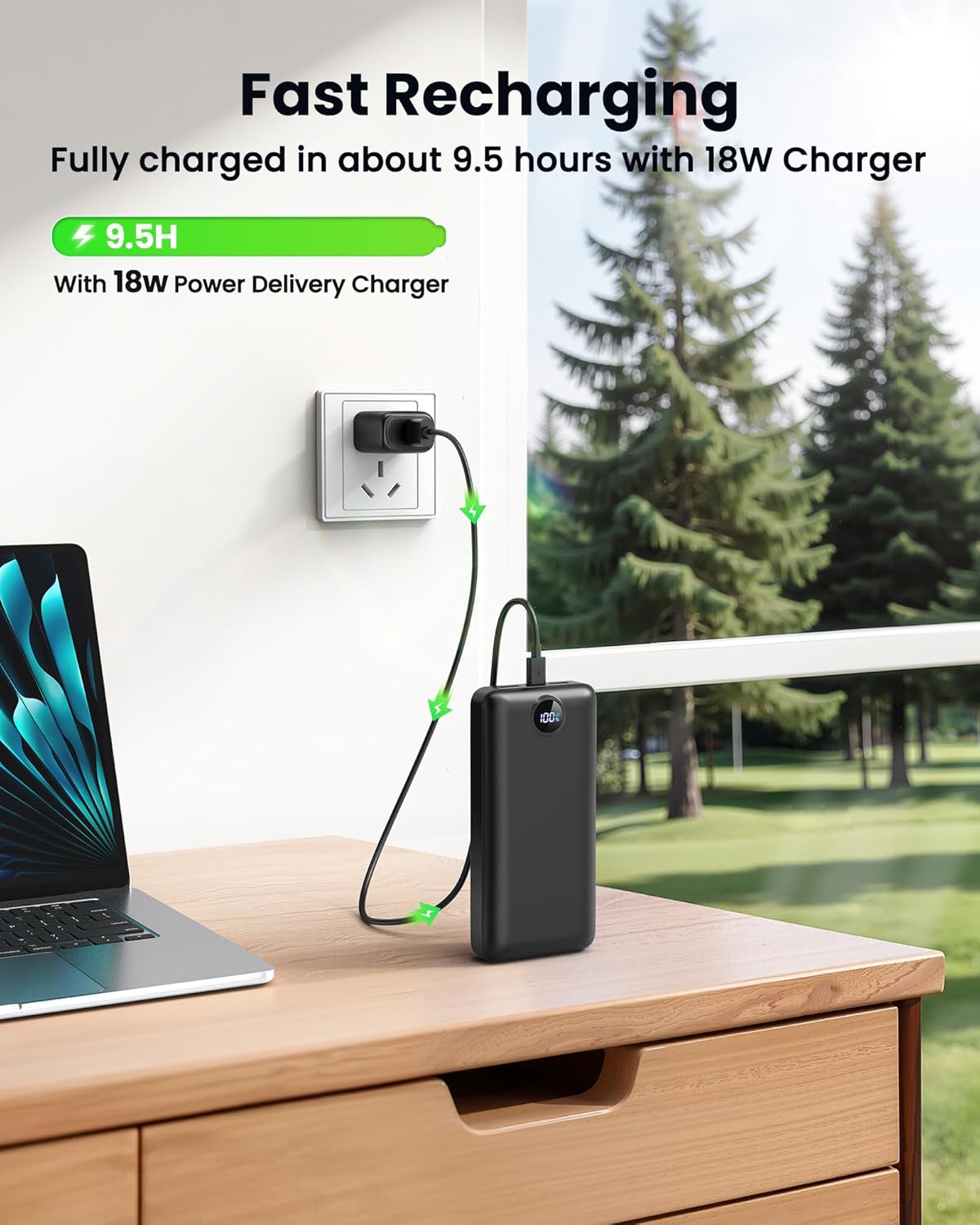 Portable Charger Power Bank 50000mAh 22.5W Fast Charging USB C Battery Bank External Battery Pack Digital Display Phone Charger