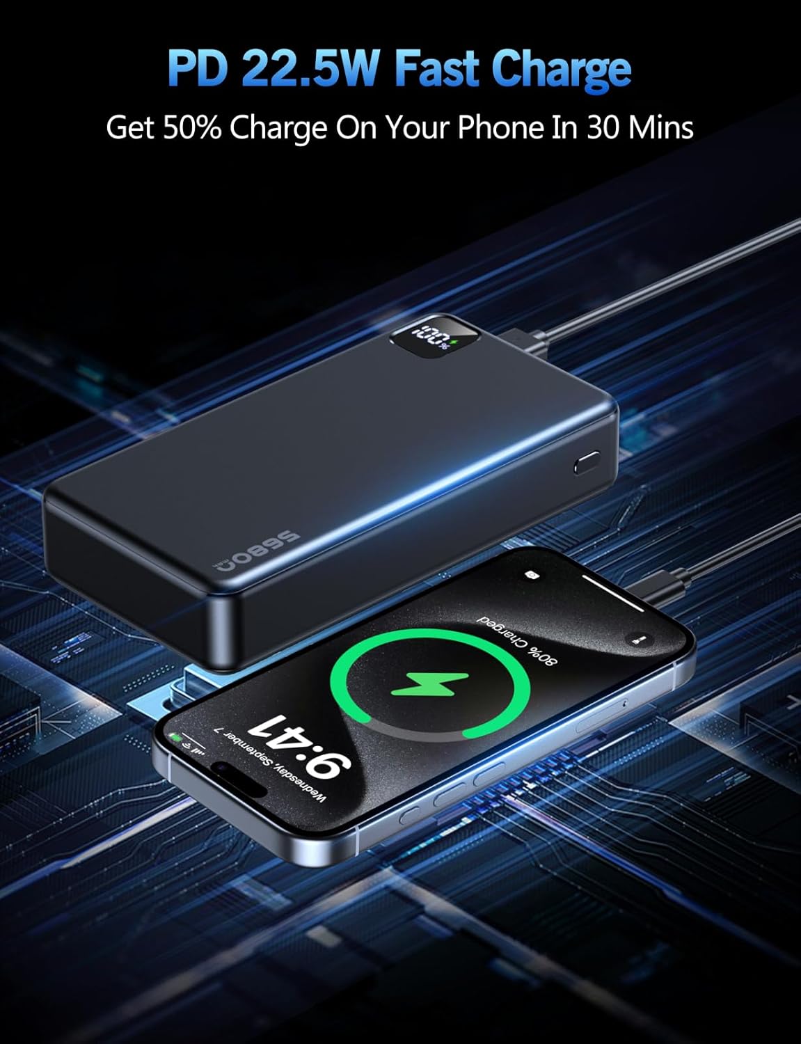 Portable Charger Power Bank, 56800mAh Portable Power Bank, PD 22.5 W Fast Charging Large Capacity Battery Pack for Travel Camping Essential