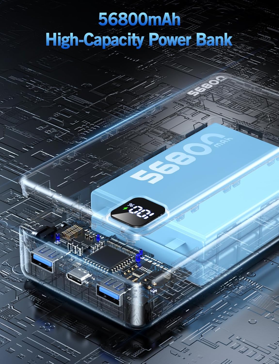 Portable Charger Power Bank, 56800mAh Portable Power Bank, PD 22.5 W Fast Charging Large Capacity Battery Pack for Travel Camping Essential