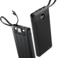 Portable Charger with Built in Cables, Slim 10000mAh Power Bank with USB C, External Battery Pack 5 Outputs 2 Inputs LED Display (Black)