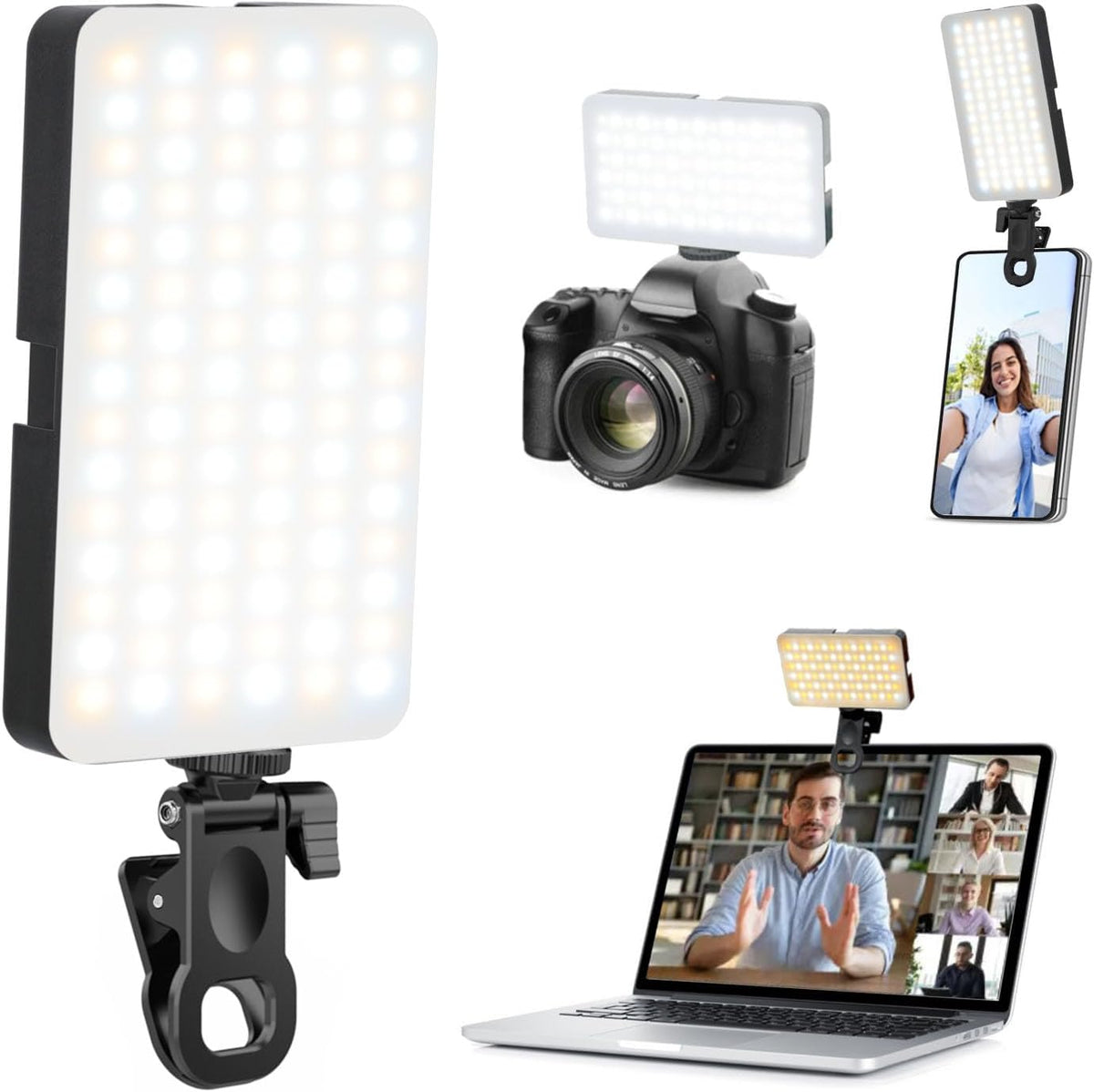 Portable Selfie Light for iPhone, 90 LED Rechargeable Phone Fill Lights, Ring Light for Camera Picture, Makeup Photo, Video Conferences, Laptop Use