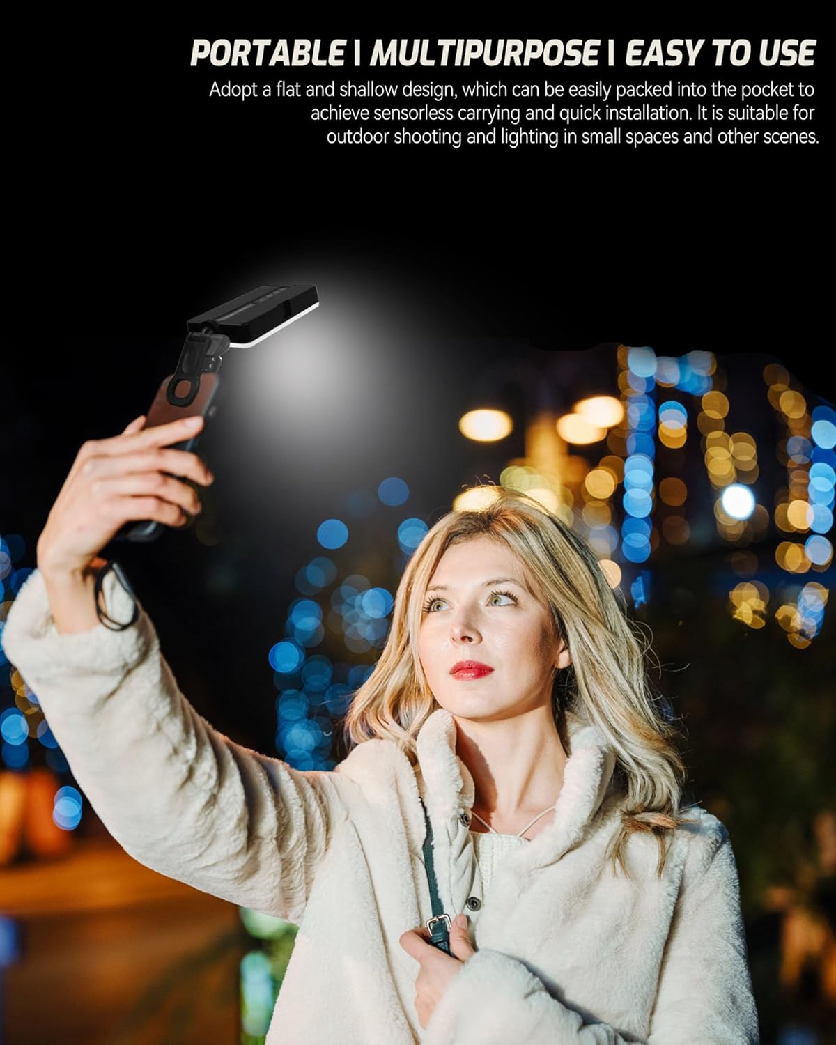 Portable Selfie Light for iPhone, 90 LED Rechargeable Phone Fill Lights, Ring Light for Camera Picture, Makeup Photo, Video Conferences, Laptop Use