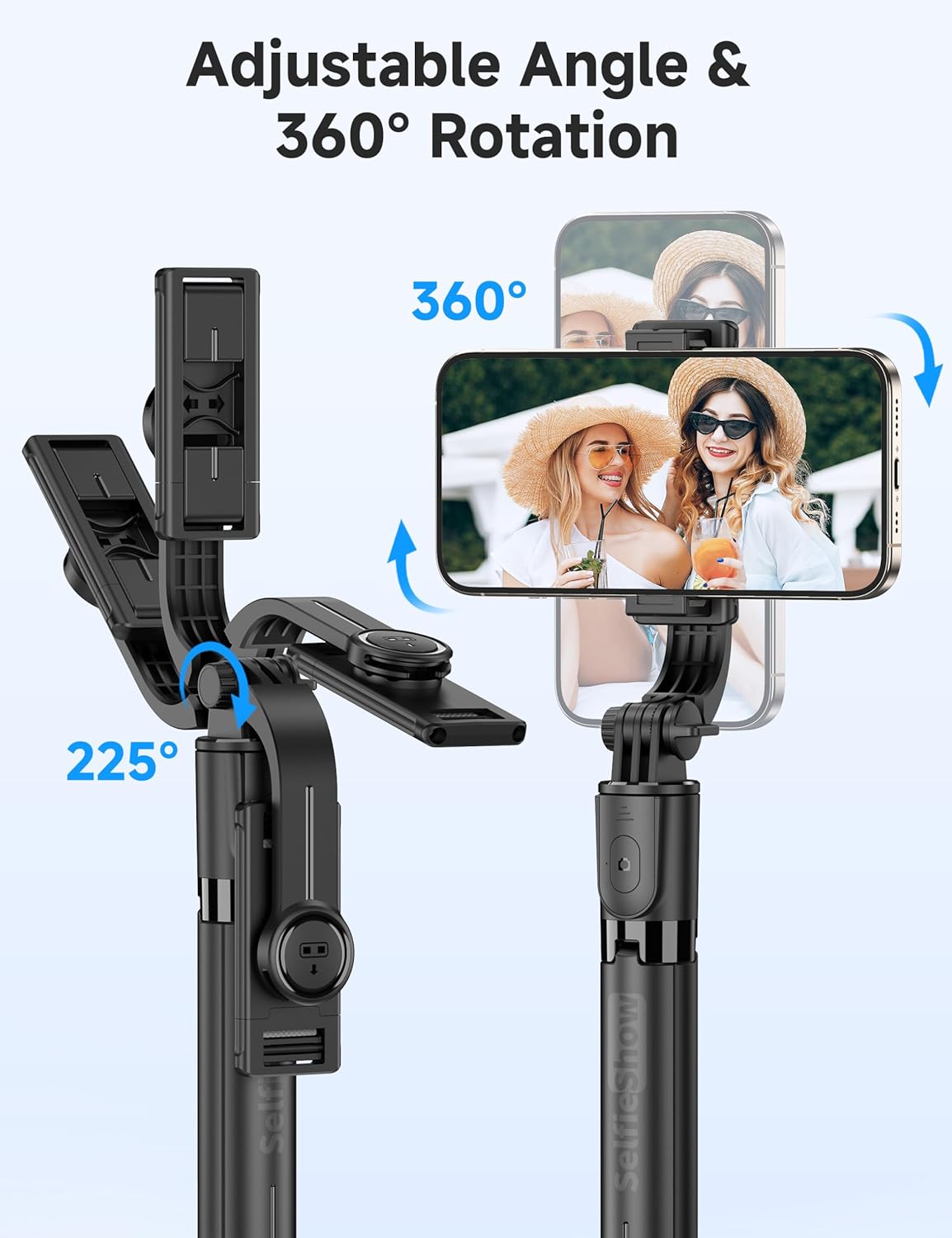 Portable Selfie Stick, 4 in 1 Extendable Phone Tripod Stand with Detachable Wireless Remote & Phone Holder 360° Rotating Mini Travel Tripod