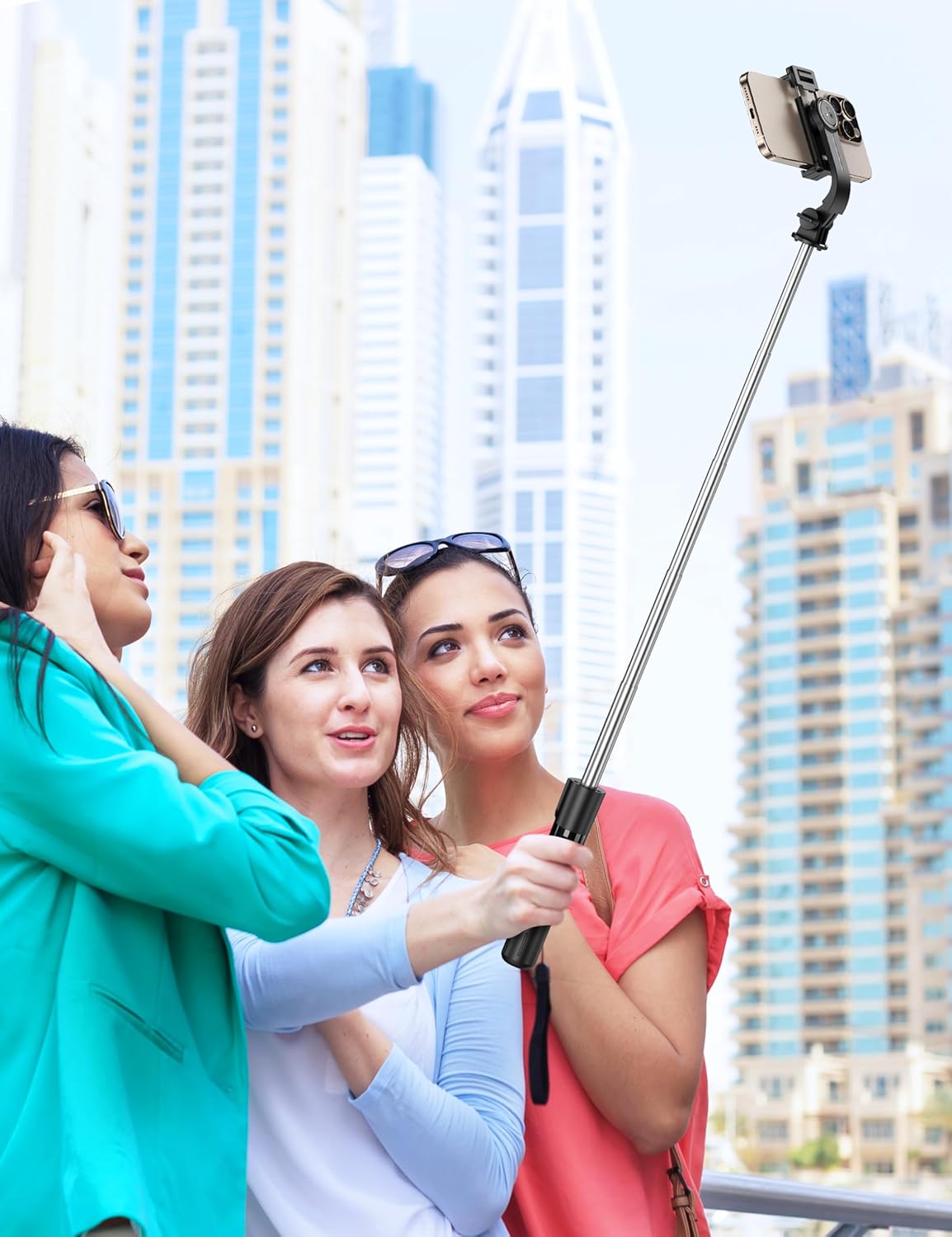 Portable Selfie Stick, 4 in 1 Extendable Phone Tripod Stand with Detachable Wireless Remote & Phone Holder 360° Rotating Mini Travel Tripod