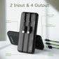 Power Bank, 10000mAh 22.5W Max Portable Charger Built in Cables, 4 Outputs 2 Inputs External Phone Powerbank (Pearl Black)