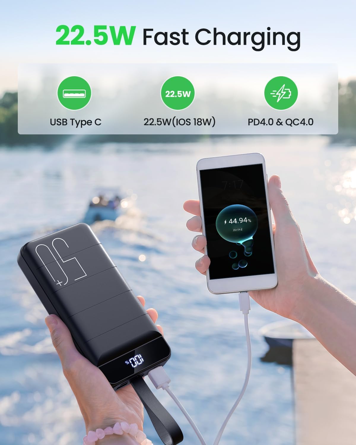 Power Bank Fast Charging 50000mAh - 22.5W Portable Charger USB C Quick Charge