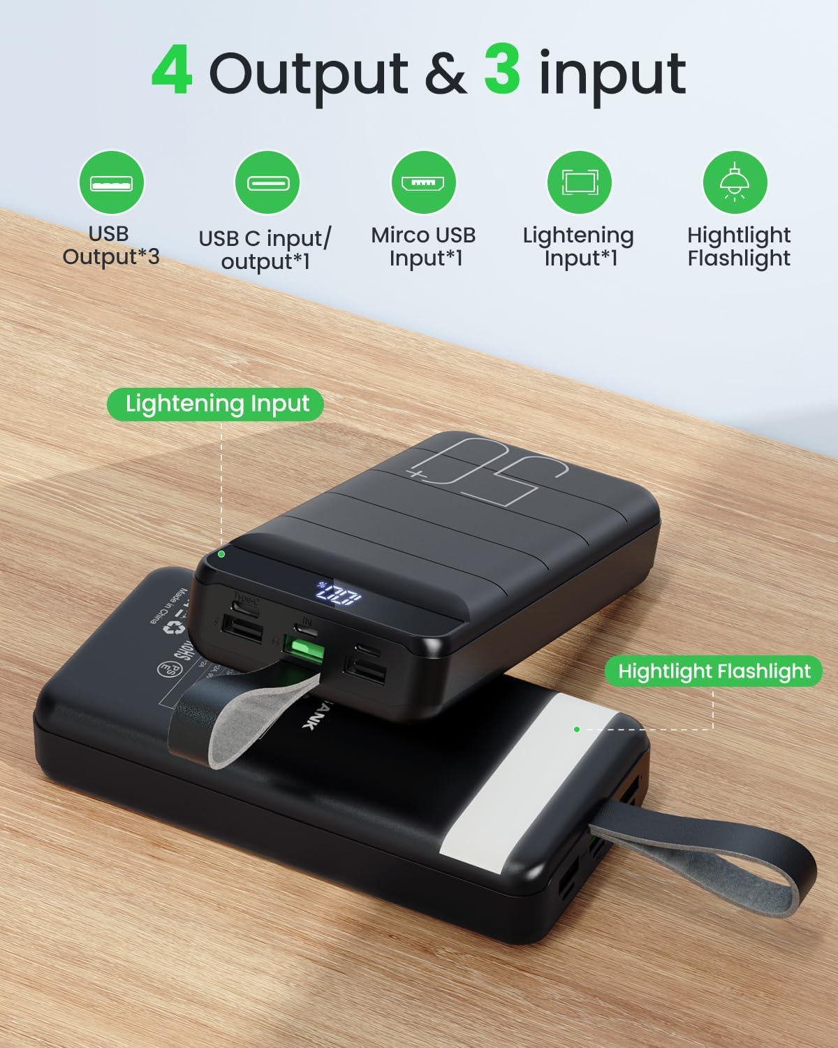 Power Bank Fast Charging 50000mAh - 22.5W Portable Charger USB C Quick Charge