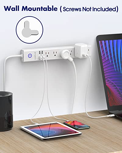 Power Strip 10Ft - Surge Protector with USB, AUOPLUS 6 Outlet and 4 USB Charger, 10Ft Long Extension Cord Flat Plug(1250W/10A/2100J)
