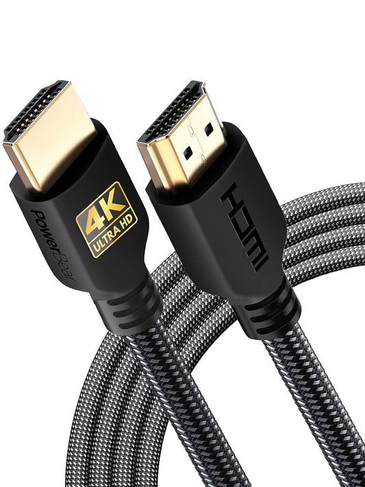 PowerBear 4K HDMI Cable 10 ft - High Speed Hdmi Cables, Braided Nylon & Gold Connectors, 4K @ 60Hz, Ultra HD, 2K, 1080P, ARC & CL3 Rated - for Laptop
