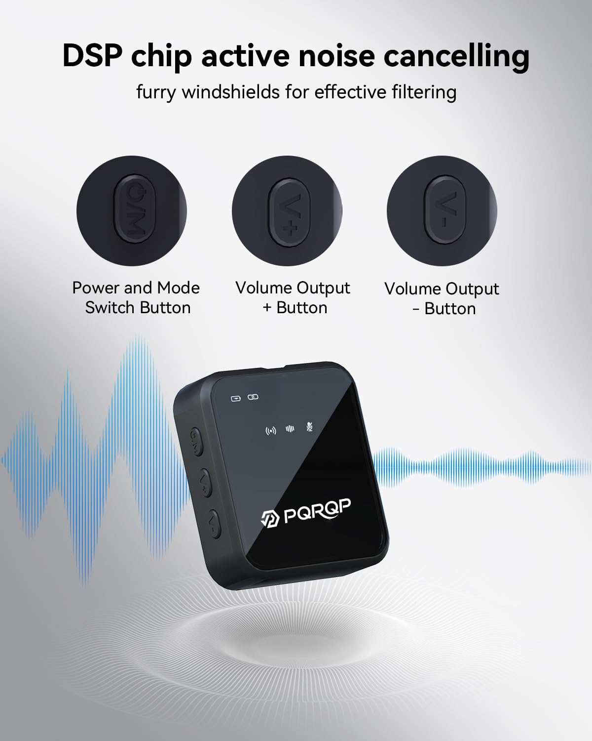 PQRQP 3 in 1 Microphone for iPhone/Android/Camera, Wireless Microphones, 328ft Transmission, 18H Battery Life, Mini Microphone for Record Interview