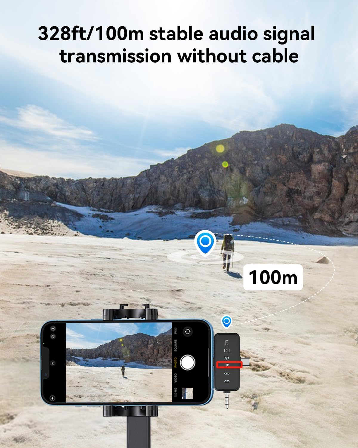 PQRQP 3 in 1 Microphone for iPhone/Android/Camera, Wireless Microphones, 328ft Transmission, 18H Battery Life, Mini Microphone for Record Interview