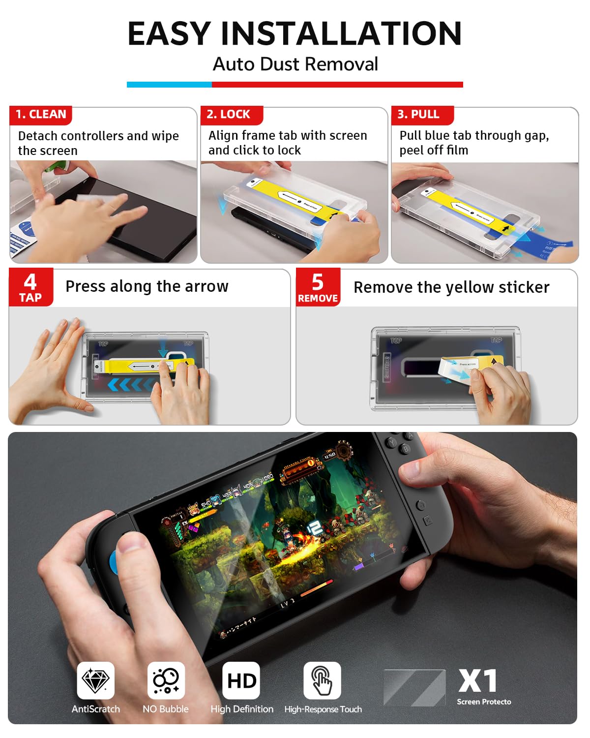 Pro Controllers Accessories Bundle for Nintendo Switch 2 18-in-1, Carrying Case, Screen Protector, Thumb Grip for Joycon