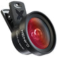 Pro Lens Kit for iPhone and Android, Macro and Wide Angle Lens with LED Light and Travel Case Black