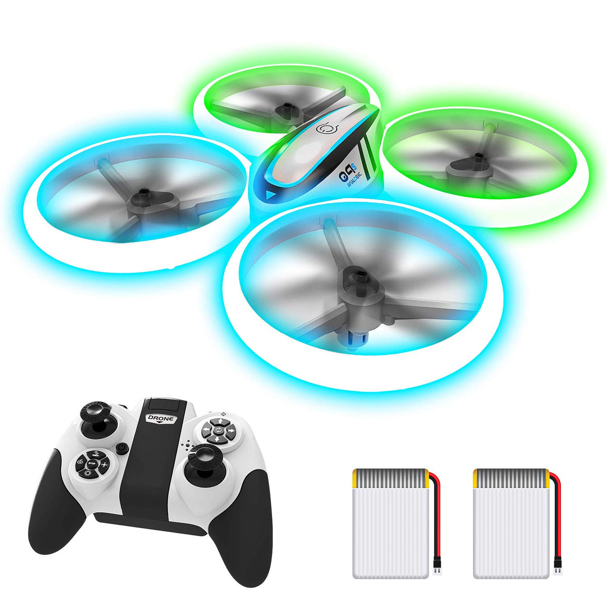 Q9s Drones for Kids, RC Drone with Altitude Hold and Headless Mode, Quadcopter with Blue&Green Light, Propeller Full Protect