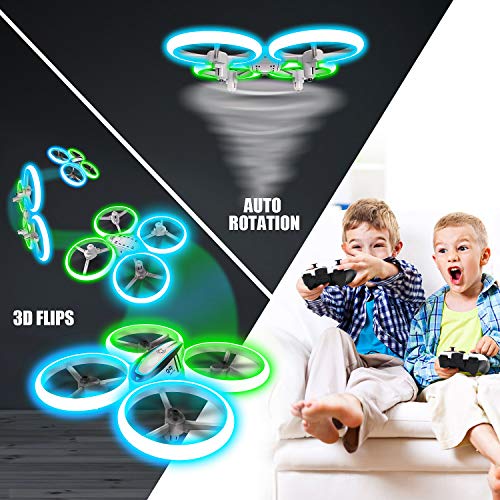 Q9s Drones for Kids, RC Drone with Altitude Hold and Headless Mode, Quadcopter with Blue&Green Light, Propeller Full Protect