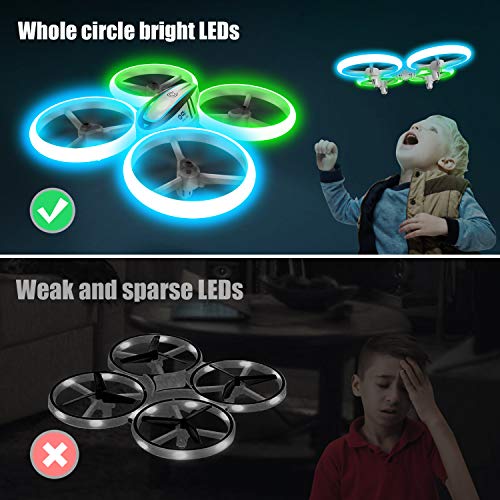 Q9s Drones for Kids, RC Drone with Altitude Hold and Headless Mode, Quadcopter with Blue&Green Light, Propeller Full Protect