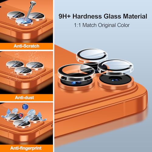 QHOHQ 3 Set Camera Lens Protector for iPhone 17 Pro Max/17 Pro/16 Pro Max/16 Pro/15 Pro Max/15 Pro, Individual Anti Shatter Lens Protector