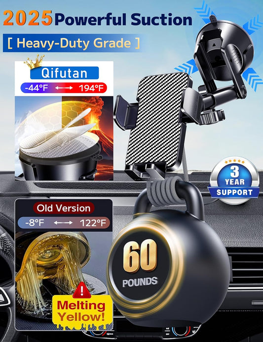 Qifutan Dash Mounted Holders Phone Holders for Your Car Phone Mount for Car Windshield Dashboard Air Vent Universal Desk Mounts Hands Free Automobile
