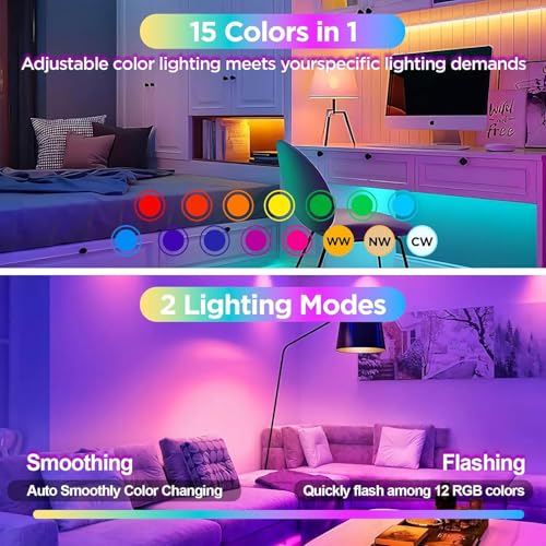 Rechargeable Battery Operated Light Bulb with Remote Control 2 Packs, 350LM Dimmable Detachable LED Bulb with 15 Colors Selectable & 3 Timer