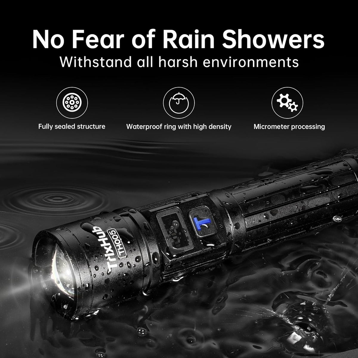 Rechargeable Flashlights 2 Pack, Super Bright High Lumens Flash Light, 5 Modes Zoomable Linternas with LCD Digital Display