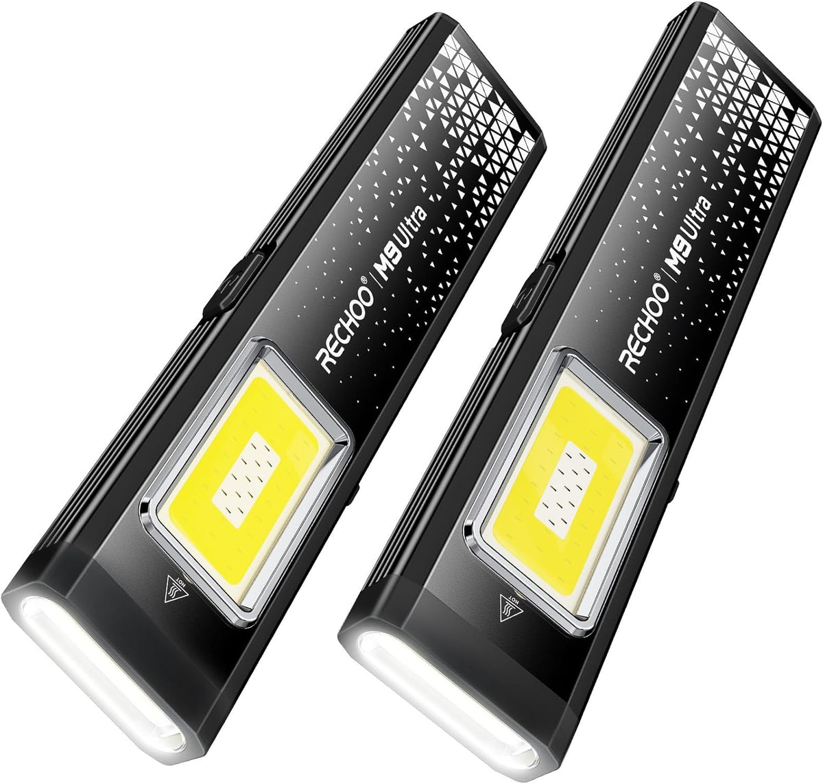RECHOO Rechargeable Flashlights High Lumens 2Pack, Magnetic EDC Flashlight with Clip, 8 Modes Powerful Pocket LED Flashlight