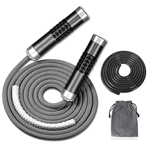 Redify Weighted Jump Rope for Workout Fitness(1LB), Tangle-Free Ball Bearing Rapid Speed Skipping Rope for MMA Boxing