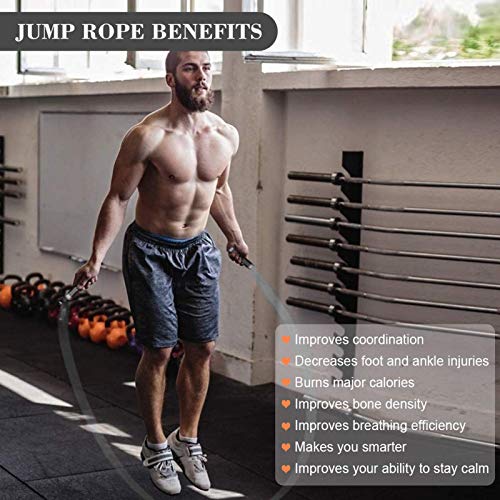 Redify Weighted Jump Rope for Workout Fitness(1LB), Tangle-Free Ball Bearing Rapid Speed Skipping Rope for MMA Boxing