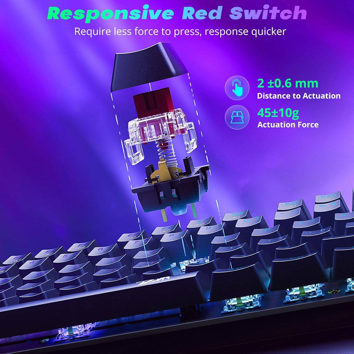 Redragon Mechanical Gaming Keyboard Wired, 11 Programmable Backlit Modes, Hot-Swappable Red Switch, Anti-Ghosting, Double-Shot PBT Keycaps