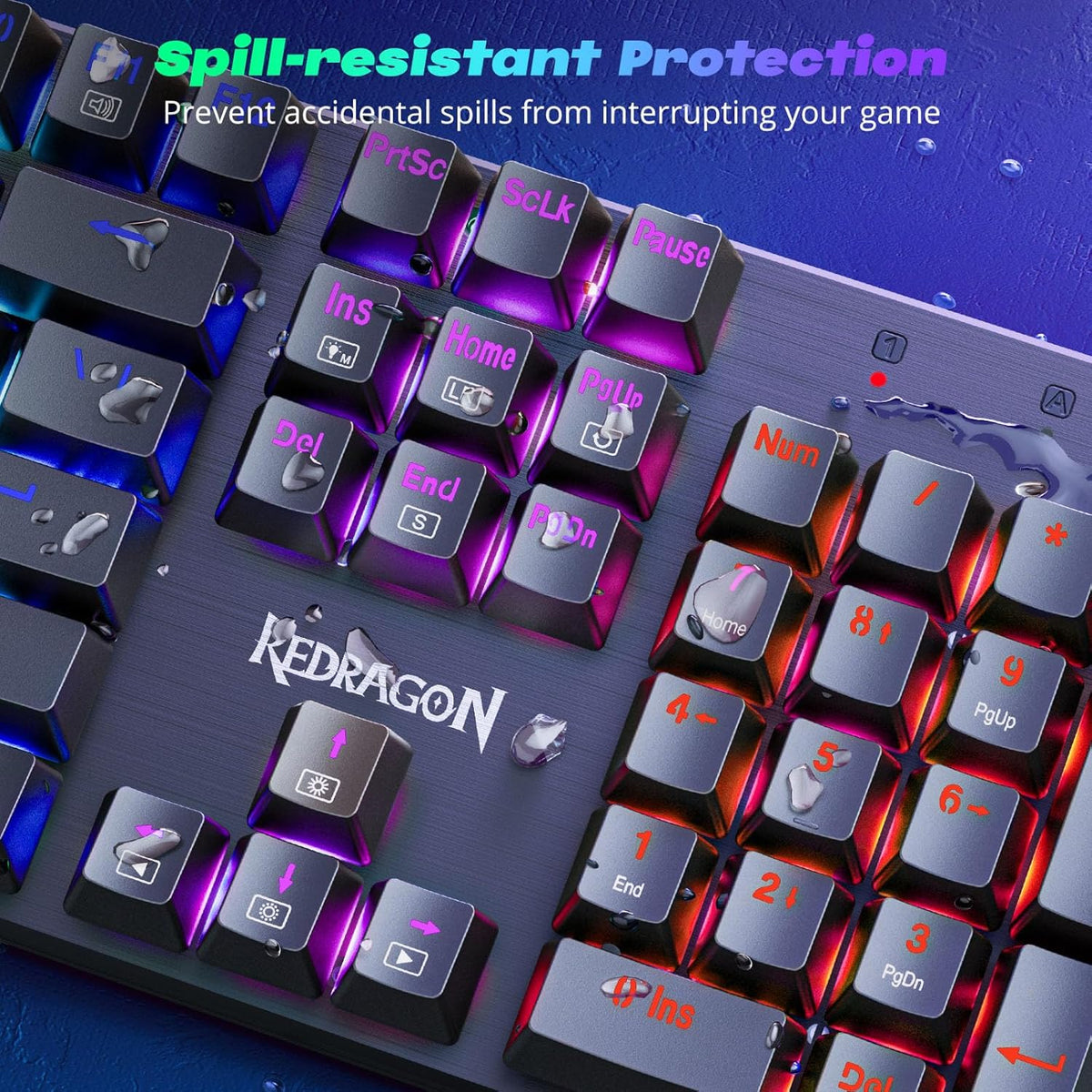 Redragon Mechanical Gaming Keyboard Wired, 11 Programmable Backlit Modes, Hot-Swappable Red Switch, Anti-Ghosting, Double-Shot PBT Keycaps