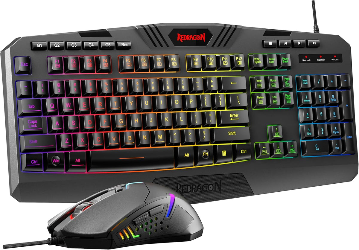 Redragon S101-3 PRO Gaming Keyboard and Mouse, RGB Backlit Programmable Keyboard Mouse with Software, Independent Macro Record Keys, Value Combo Set