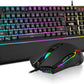 RedThunder K10 Wired Gaming Keyboard and Mouse and Wrist Rest Combo, RGB Backlit, Mechanical Feel Anti-ghosting Keyboard + 7D 7200 DPI (Black)