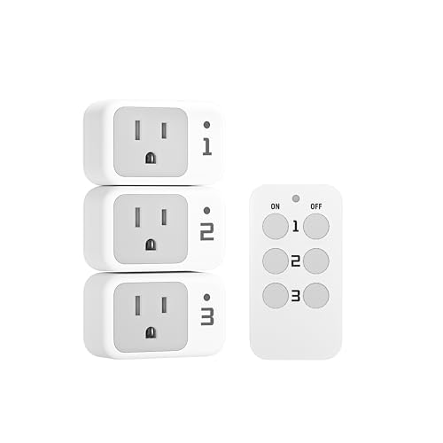 Remote Control Outlet, TESSAN Electrical Light Switch, Plug in Wall Plug with ON/Off Switch for Indoor String Lights, Lamps, Home Small Appliances