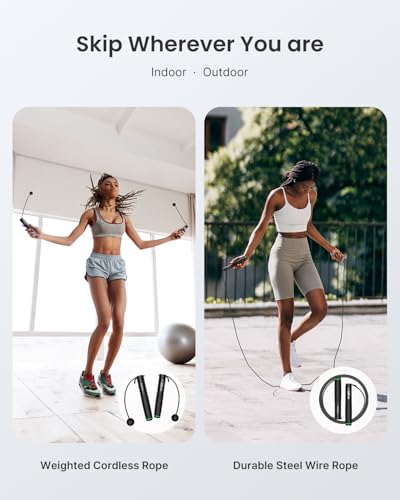 RENPHO Cordless Jump Rope, Weighted Jump Rope with Counter, Jump Ropes for Fitness, Smart Skipping Rope for Crossfit, Gym, Burn Calorie