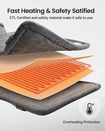 RENPHO Electric Heating Pad for Back, Electric Heat pad for Neck and Shoulders, 24"x33" Gray