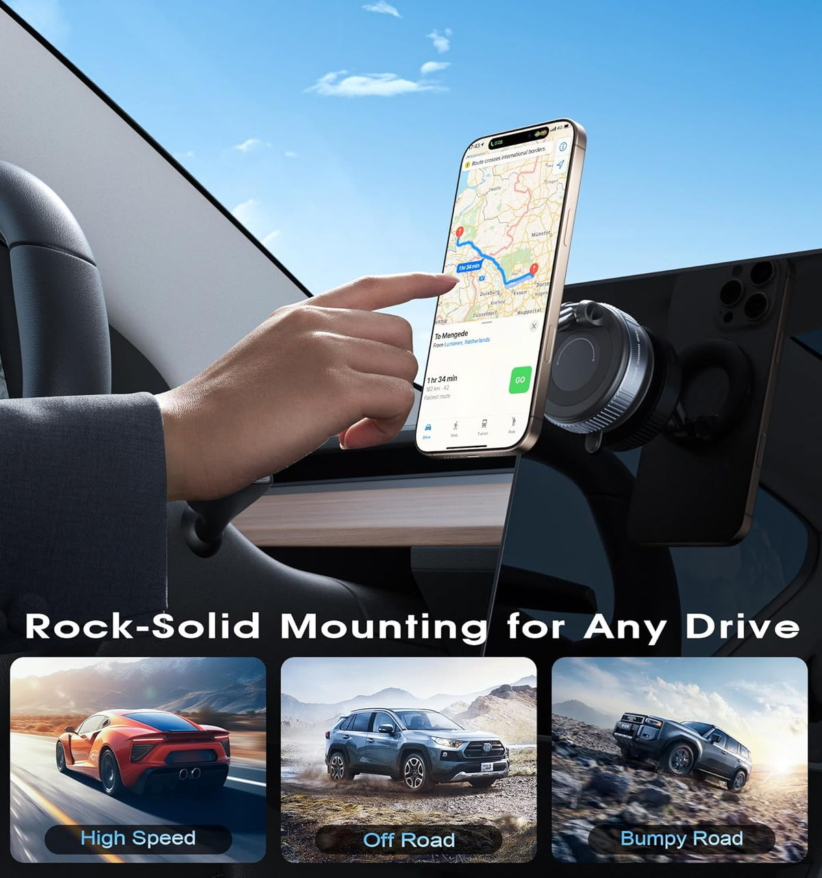 REOKILY Vacuum Magnetic Car Phone Holder 360° Reinforced 96LBS Ultra Suction Cup Phone Mount for MagSafe Cell Phone Holders