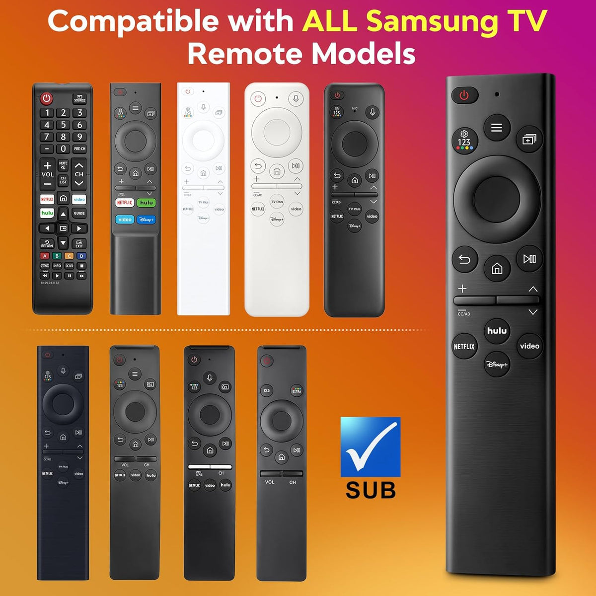 Replacement-for-Samsung-Smart-TV Remote-Control-Universal Compatible with Samsung Frame Curved QLED Crystal UHD TVs