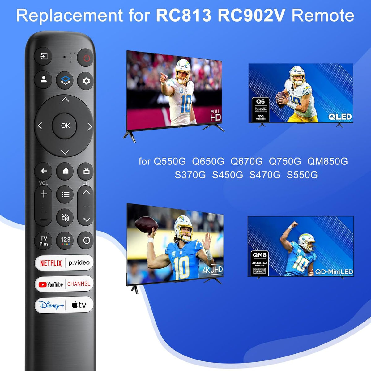 Replacement Only for TCL Google TV Remote Control, RC813