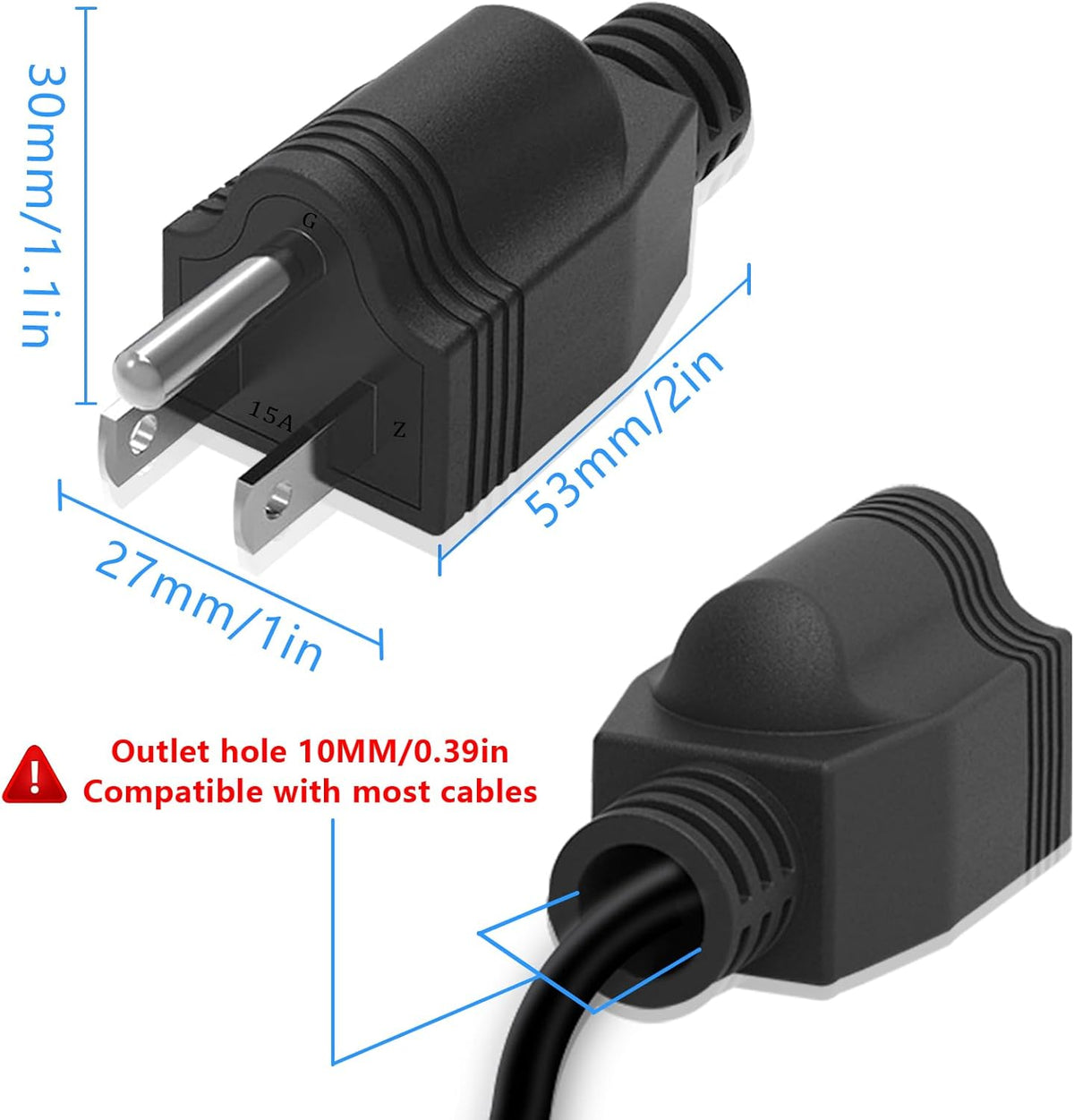 Replacement Plugs, 3 Pack 3 Prong Replacement Plug with 1 Screwdriver, Extension Cord Ends, ReplacementPlug 3 Prong (Black)