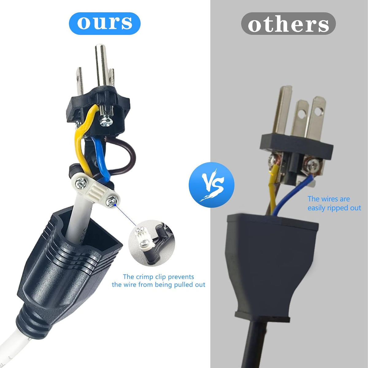 Replacement Plugs, 3 Pack 3 Prong Replacement Plug with 1 Screwdriver, Extension Cord Ends, ReplacementPlug 3 Prong (Black)