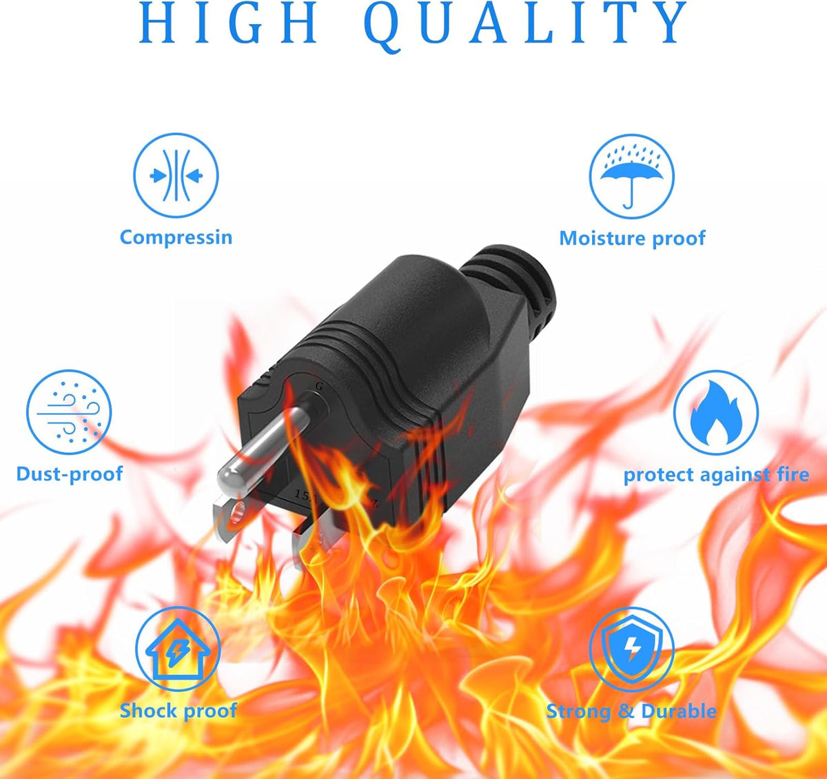 Replacement Plugs, 3 Pack 3 Prong Replacement Plug with 1 Screwdriver, Extension Cord Ends, ReplacementPlug 3 Prong (Black)
