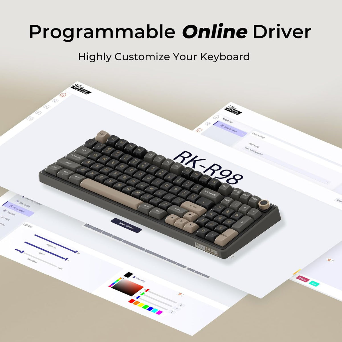 RK ROYAL KLUDGE R98 Pro Wired Mechanical Keyboard, 96% Creamy Gaming Keyboard RGB Backlit with Number Pad and Volume Knob, Gasket Mount