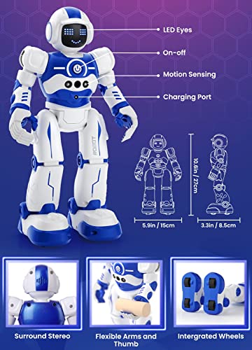 Robot Toys for Kids, Programmable Remote Control Smart Walking Dancing Robot Toy with Gesture & Sensing for Age 4 5 6 7 8 9 10 Year Old Boys