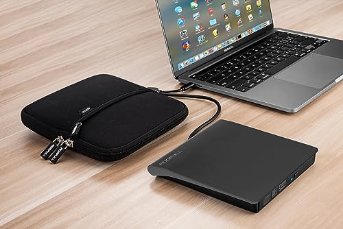 ROOFULL External CD DVD +/-RW Drive for Laptop Mac, USB 3.0 & USB-C CD DVD Disc Reader Writer Burner CD-ROM Portable DVD Player with Carrying Case