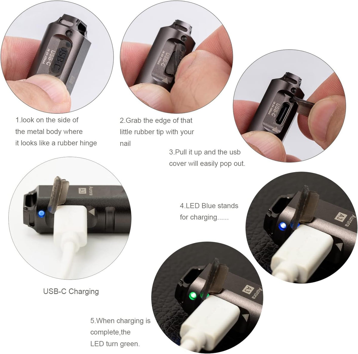 RovyVon A3 Gen 4 Keychain Flashlight- Super Bright 650 Lumens, USB C Rechargeable EDC Flashlight Water-Resistant, Lightweight- Ideal (Gun Grey)