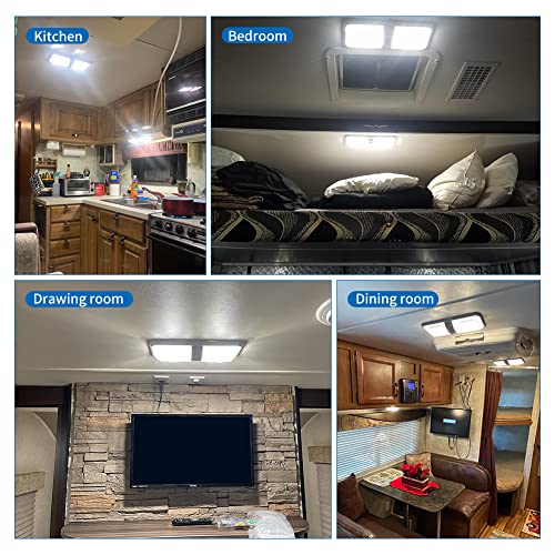 RVZONE 12V Led RV Ceiling 1100 Lumen Double Dome Light - RV Interior Lighting Fixture with ON/Off Switch (5 Pack Natural White 4000-4500K)