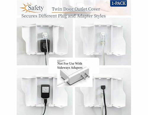 Safety Innovations Twin Door Baby Safety Outlet Cover Box for Babyproofing Outlets - More Interior Space for Extra Large Electrical Plugs (1-Pack)