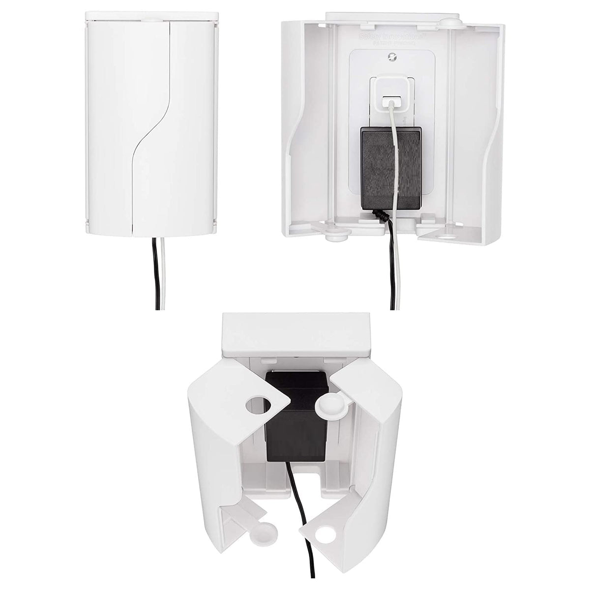 Safety Innovations Twin Door Baby Safety Outlet Cover Box for Babyproofing Outlets - More Interior Space for Extra Large Electrical Plugs (1-Pack)