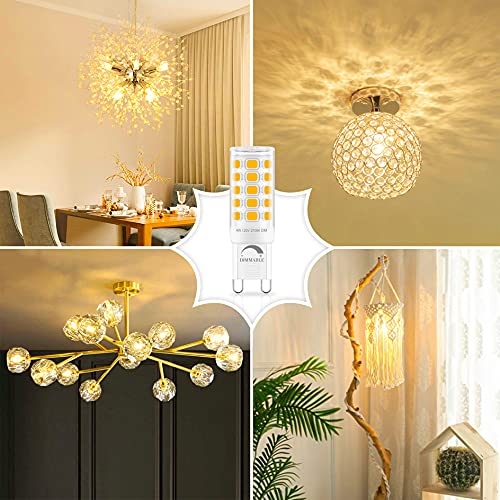 Sailstar G9 LED Bulb Dimmable 2700K Soft Warm White 6 Pack, T4 G9 4W Replacement for 40 Watts Halogen, Ceramic Bi Pin Base